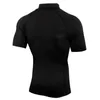 Fashion Running Shirt Men Bodybuilding Sport T-shirt Quick Dry Zipper Solid Color Short Sleeve Fitness Tight Gym Clothing