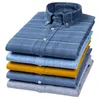 6xl 100％純粋なコットンオックスフォードメンズ縞模様の格子縞のシャツ男性のポケットカジュアル高品質の長袖210626