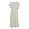 Vestido de verano de color sólido Beige Vintage Office Lady con cuello en V de cintura alta francés de lujo Midi vestidos de fiesta ropa de mujer 210608