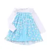 Retail Girl Princess Dress Snowflake Cartoon Halloween Christmas Performance Long Sleeve Children Clothing 2-6 Years L763 210610