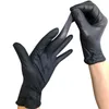 Disposable Gloves 50PC Nitrile Powder-Free Non- 3.5 Mil Black Kitchen Food Waterproof Service Cleaning