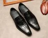 Style italien Oxford chaussures pour hommes en cuir véritable costume sans lacet affaires mariage chaussure bout pointu formel noir robe chaussure Lofers