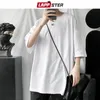 LAPPSTER Uomo Oversize Solid Harajuku T-shirt Mezza manica Estate Uomo 9 colori Casual Streetwear Tee Bianco T-shirt coreana 210324