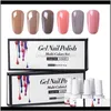 Graear Nail Polish Set 10 Sets verschillende kleuren 6 stks / set Solid Color 8ml UV Nagelgel Poolse Top Coat Base Coat FIQ2U Amuxy