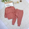 2pcs/set Newborn Baby Girl Boy Knitted Clothes Set Sweater+pant Cotton Infant Toddler Spring Autumn Winter Clothing Sets Outfit G1023