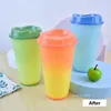 16 oz Color Changing Cups Reusable Tumbler with Lids for Hot Water Coffee Drink cups ZC874