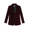 Kobiety Velvet Blazers i Kurtki Kobiet Kobiet Garnitury Biznesowe Office Lady Suit Formal Blazer Coat Feminino 210519