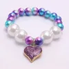 Ребенок упругие красочные сердца кулон ожерелье браслет набор девушек дети милые шарики ювелирные изделия