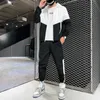 2021 Casual männer Sets Patchwork Hip Hop College Stil Koreanische Stil 2 Stück Streetwear Fitness Männliche Trainingsanzug Chinesische Größe XS-3XL Y0831