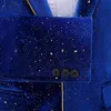 Royal Blue Velvet Tuxedo Suit Male Wedding Groom Dress Suits Pants Mens One Button Lapel Dinner Party Costume Traje Hombre 210522