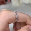 925 Sterling Silver Chain Link Ring Cz Diamond Wedding Finger Rings Hop Hip Fashion Jewelry Gift for Women235S3481274