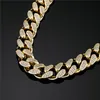 Lyxig design 18mm Heavy Cuban Link Chain Halsband Iced Out Cubic Zirconia Hip Hop Guldkedjor för män