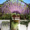 12pcs / lot 110 cm Decor di nozze Artificial Silk Wisteria Flower Vines Appeso Rattan Bride Flowers Garland per Home Garden Hotel