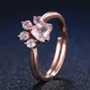 Lamoon Sterling Silver 925 Biżuteria Pierścienie dla kobiet Pink Paw Rose Quartz Ring Gold / White Platd Gemstones Biżuteria 211217