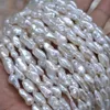 Naturlig 8x15mm Vit Keshi Freshwater Pearl Beads Full Strand för DIY Halsband Armband Smycken