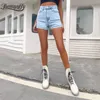 Solid Zipper Fly Raw Trim Skinny Denim Shorts Women Sexy High Waist Straight Leg Jeans Summer Clothes 210510