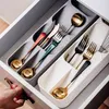 Cutlery Storage Tray Knife Block Holder Tableware Organizer Spoon Fork Separation Box Kitchen Drawer Plastic Container Cabinet 211110