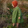 Höst toddler barn baby flicka klänning pastoral stil ruffles långärmad sold bomull linne parti casual klänning barnkläder G1218