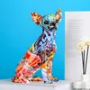 Simple Creative Color Bulldog Chihuahua Dog Statue Living Room Ornaments Home Entrance Wine Cabinet Office Decors Resin Crafts 210924