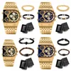 Orologi da polso Lussuosi orologi da uomo Oulm Set regalo Set di orologi da uomo con perline regolabili fatti a mano di marca superiore Set di orologi multi-fuso orario