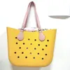Style One Side Hole Silicone Rubber Beach Tote Bag Fashion Women Handle 2021 Shoulder Bags