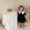 Estate carina piccola principessa stile francia grande colletto rovesciato abito ampio monopetto oversize 3 colori abiti 210508