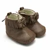 Primi camminatori Stivali da neve con frange con suola morbida per bambina nata Stivaletti prewalker anti-silp Scarpe per neonati 0-18 mesi