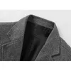 Men's Gray Houndstooth Plaid Suit Jacket Luxury 2 Button Notched Lapel Blazers Men Business Formal Gentleman Tweed Blazer Hombre 210522