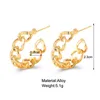 Hoop & Huggie Exaggerated Gold Color Metal Twist Chain Dangle Earrings Vintage C Shaped Open Circle Ear Rings Jewelry Gift