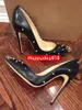 Casual Designer sexy lady fashion women shoes Black Nude kid leather spikes point toe high heels stiletto stripper Prom Evening sa270o