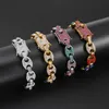 Colorful Bling Tennis Iced Out Coffee Beans Bracelet Puffed Marine Chain 12mm Hip Hop Link Bracelets Jewelry for Man
