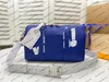 M58747 Desinger Kadın Erkek Şehir Çantası Mavi Dana Deri Büyük Beyaz Mektup Baskı Çanta Omuz Çantası Çanta Tote Alışveriş Debriyaj