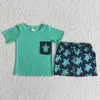 Atacado bebê menino novo estilo roupas de verão azul manga curta bolso camisa shorts crianças boutique crianças conjunto elegante roupa x0802