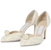 Chaussures de robe de mariée élégantes Sacora Lady sandales perles en cuir marques de luxe talons hauts femmes marchant avec BoxEU35439