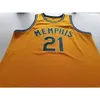 00980098rare Basketball Jersey Men Youth Women Vintage Navy Blue Larry Finch Yellow Size S-5XL Anpassat något namn eller nummer