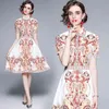 summer Fashion casual women Floral Dress short Sleeve Vintage Flower Print turn down collar vestidos 210531