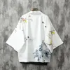 Etniska kläder samurai cardigan fjäril kimono man japansk stil mode herrskjortor tre kvart ärm landskapstryck haori 2022