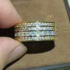 Bagues en grappe Lady Gold Ring Finger 14ct Princess Cut Créé Saphir Blanc Cubic Zirconia Wedding Band Pour Femmes Hommes 925 Bijoux En Argent