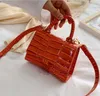 Luxury Girls crocodile grain handbag kids metal letter buckles chain messenger bag designer children one shoulder bags