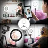 12"Ring Light LED Desktop Selfie USB LEDs Desk Camera Ringlights 3 Colors Lighting with Tripod Stand Cell Phone Holder and for Photography Makeup Live Streaming