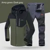 Winter Suit Men Waterproof Ski Warm Softshell Fleece Hiking Outdoor Jackets Trekking Camp Coat Set Pants Oversize Trousers