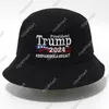 Шляпа-ведро с вышивкой Дональда Трампа 2024 года Keep America Great Fish Cap Hats