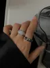 925 sterling silver ring irregular shape bump texture black drip opening adjustable hip hop street wild tide brand