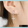 Chandelier Jewelryfengxiaoling 100% 925 Sterling Sier croix boucles d'oreilles pour les femmes minimalisme lisse boucle d'oreille mode Fine bijoux balancent goutte