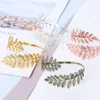 Guld Silver Plated Greek Roman Laurel Leaf Armband Armband Övre Arm Manschett Armlet Festival Bridal Belly Dance Smycken Q0722