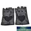 1pair Women Fashion PU Leather Black Half Finger Gloves Cool Heart Hollow Fingerless Gloves Boy Gloves For Fitness Factory price expert design Quality Latest Style