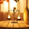 Nordic Metal Candlestick Home Decoration Abstract Character Sculpture Candle Holder Decor Handmade Figurines Candle holder Gift 210722