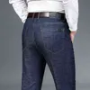 Męska komfort rozciągliwy denim jeans lato proste cienkie slim fit biznesowe casual classic spodnie 211108