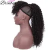 Brinbea 18'Kinky Drawstring with Curly Bangs Japan-made Synthetic Pieces Clip in Ponytail Extension for Women