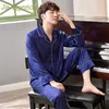 Mäns sömnkläder JQ Mens Pyjama Set 2021 Spring Satin Silk Lounge Wear Men Soft Breattable Pyjamas 2 PCS Cardigan Classy Night